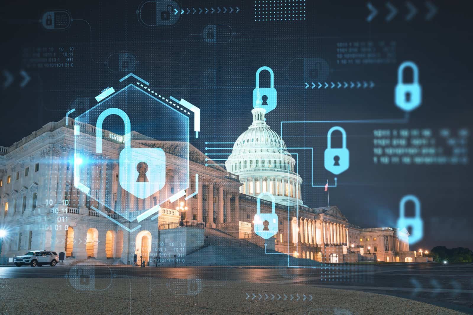 Capitol Dome building at night, representing government IT solutions and infrastructure. "Trusted Government IT Solutions: Secure, compliant, and efficient IT services tailored for government agencies. Enhance operations with our expert support
